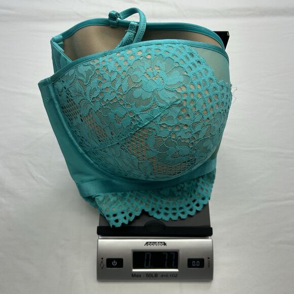 Lane Bryant Cacique Lightly Lined Multi-Way Strapless Crochet Teal Bra 42G Sexy - Picture 11 of 11
